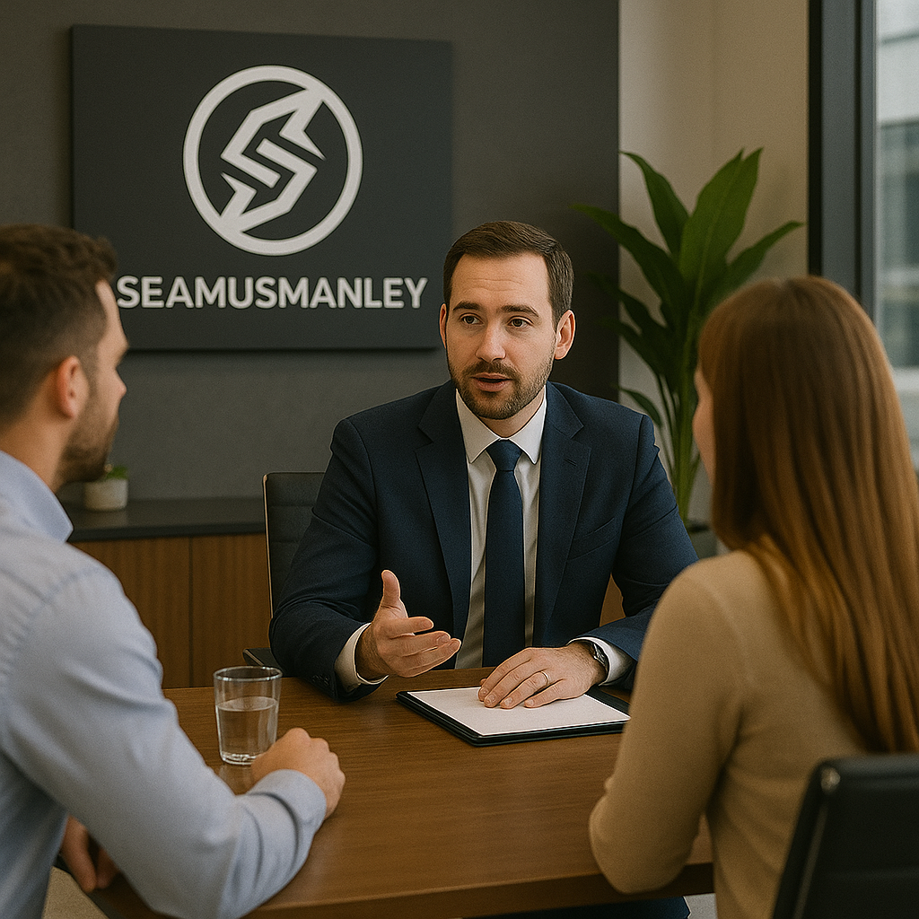 Investigators welcoming a client in the office